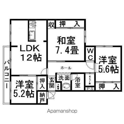 ディアコート2番館(3LDK/1階)の間取り写真