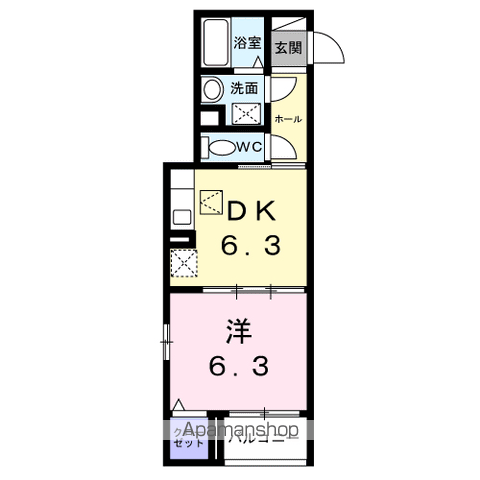 フォーリーフ クローバー(1DK/1階)の間取り写真