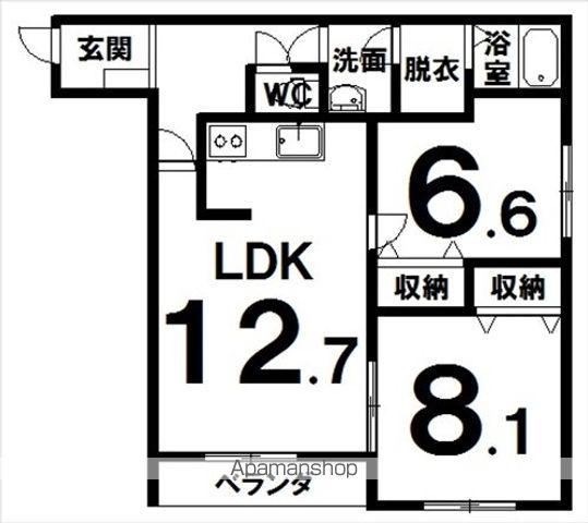 あかつきニュータウンA棟(2LDK/3階)の間取り写真