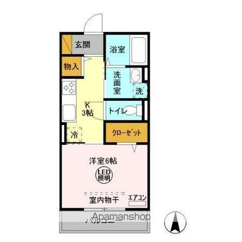 ヒル ヴァレイ B(1K/3階)の間取り写真