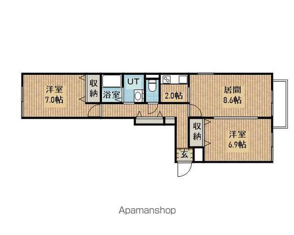 ファーストレジデンスはんのき公園前 B棟(2LDK/3階)の間取り写真