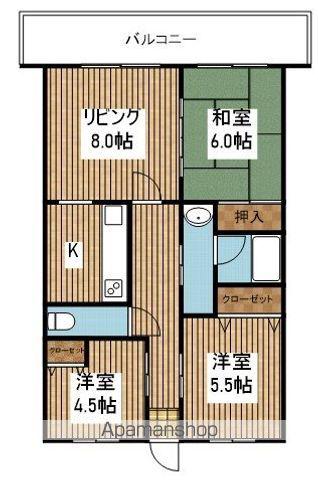 ダイアパレスシアース万代東棟(3LDK/2階)の間取り写真