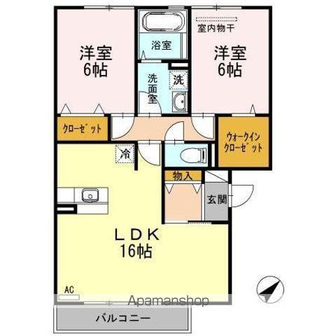 あけぼの6番館やまさ B棟(2LDK/3階)の間取り写真