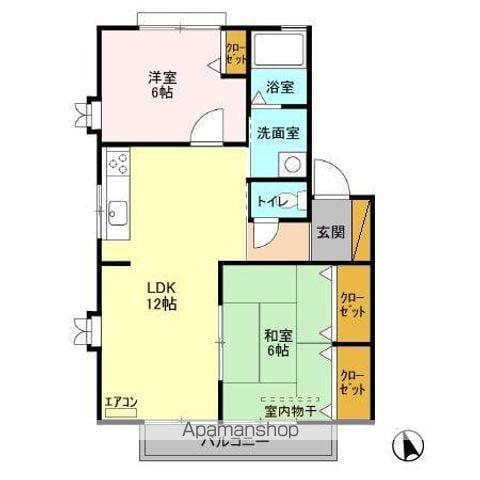 パークハイツB(2LDK/1階)の間取り写真