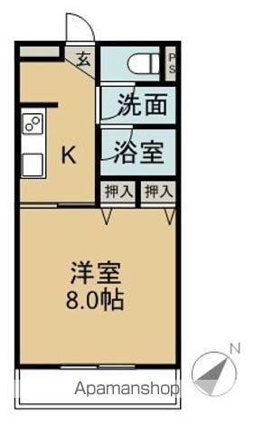 GRANDBERRY緒川(1K/1階)の間取り写真