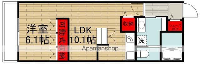 ルシオ国立(1LDK/3階)の間取り写真