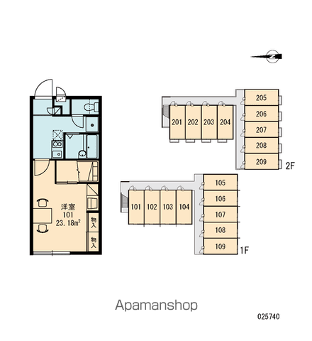 レオパレスカーサ植野(1K/1階)の間取り写真