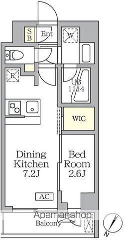 アジールコート三宿テラス(1DK/4階)の間取り写真