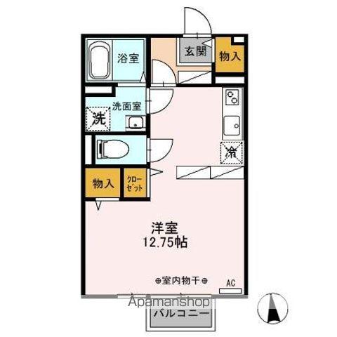 メゾンわかば(ワンルーム/2階)の間取り写真