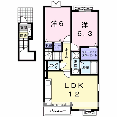 ヴェール シェトワ花園(2LDK/2階)の間取り写真