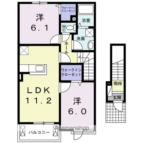 ケイツー レジデンスⅡ(2LDK/2階)の間取り写真