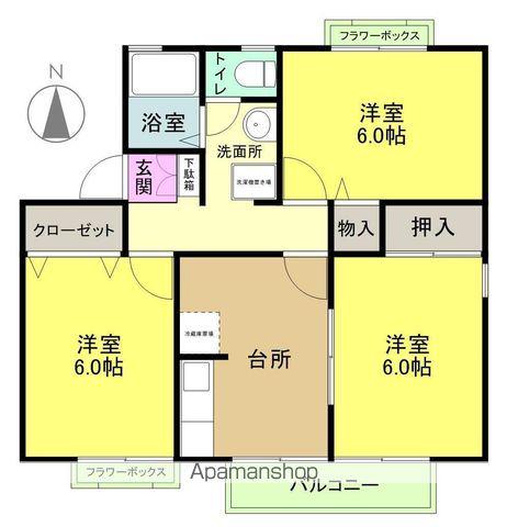 スカイコーポST B棟(3DK/1階)の間取り写真