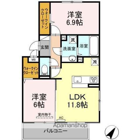 クリエイーストII(2LDK/2階)の間取り写真