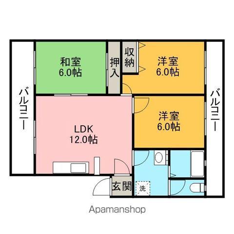 ドムール大畝町(3LDK/2階)の間取り写真