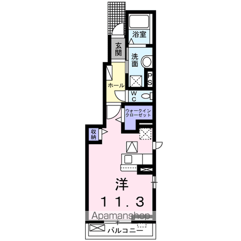 ヴィラリンドバーグ(ワンルーム/1階)の間取り写真