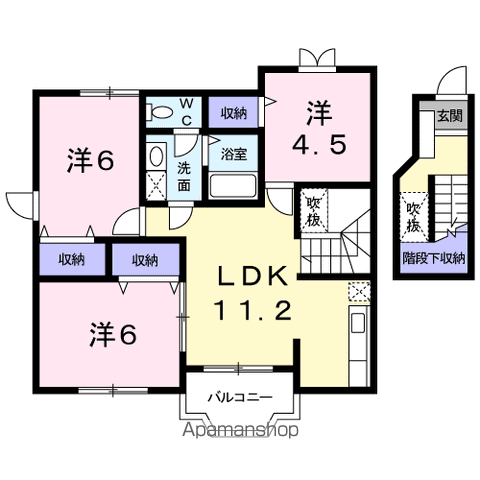サンハイムエレガンス2(3LDK/2階)の間取り写真