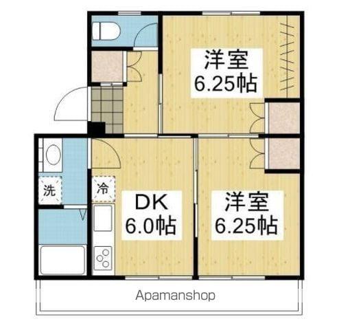 アルト堀江1号棟(2DK/4階)の間取り写真