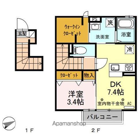 信越本線 長野駅(ＪＲ・しなの) 徒歩25分 2階建 築9年(1DK/2階)の間取り写真