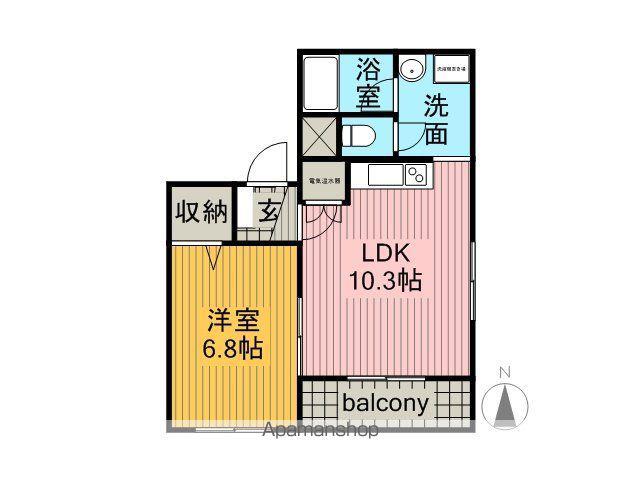 マンションドム高見Ⅱ(1LDK/3階)の間取り写真