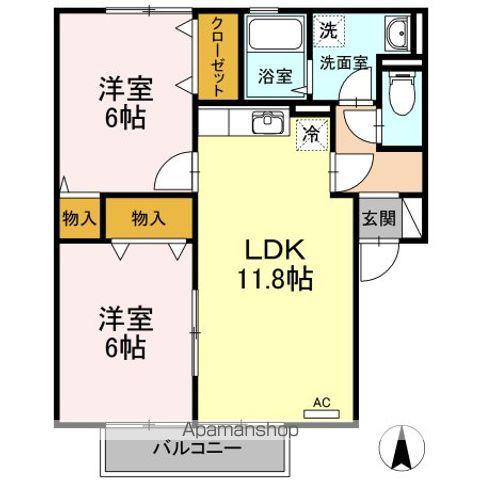 ボナール安岡(2LDK/2階)の間取り写真
