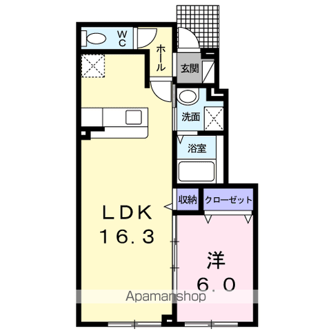 ウーノディエーチ(1LDK/1階)の間取り写真