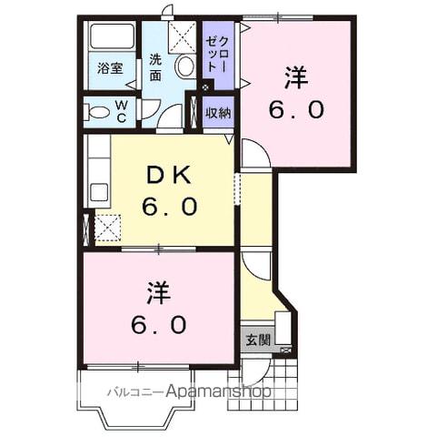シルクガーデン(2DK/1階)の間取り写真
