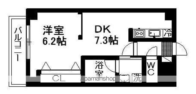 しゃとれ山手町(1DK/3階)の間取り写真