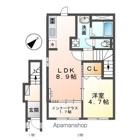サンビラーゼウエスト(1LDK/2階)の間取り写真