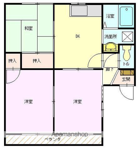 ウエストヒルズY.1(3DK/2階)の間取り写真