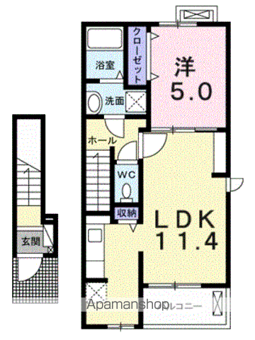 ティアモ・グロリオーサⅡ(1LDK/2階)の間取り写真