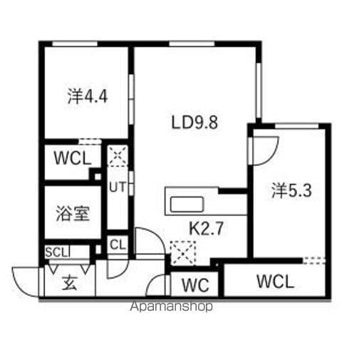 北8東8 MS(2LDK/5階)の間取り写真