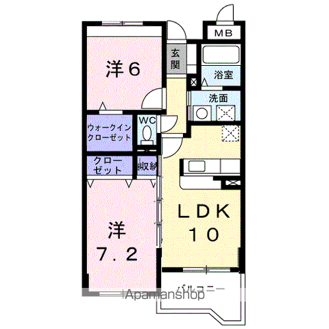 エストレーノパレスA(2LDK/1階)の間取り写真