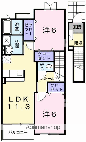 グランドF Ⅱ(2LDK/2階)の間取り写真