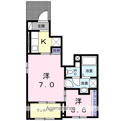 エアリー フォーリスト(1K/1階)の間取り写真