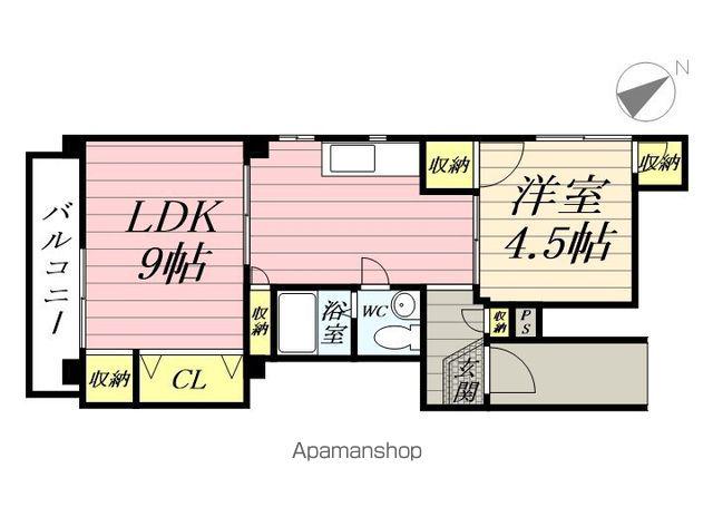 タカノフラット(1LDK/6階)の間取り写真