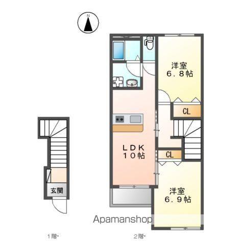 MSレーヴⅠ(2LDK/2階)の間取り写真