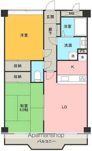 ヴェルシャトー京都(2LDK/3階)の間取り写真