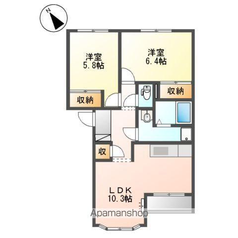 ソレイユA棟(2LDK/2階)の間取り写真
