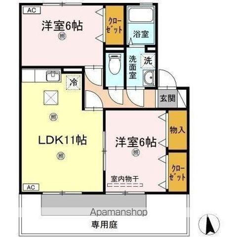 サン・スクエア A・B棟(2LDK/1階)の間取り写真