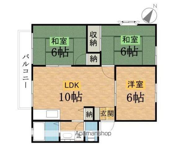 モンテレイ(3LDK/2階)の間取り写真