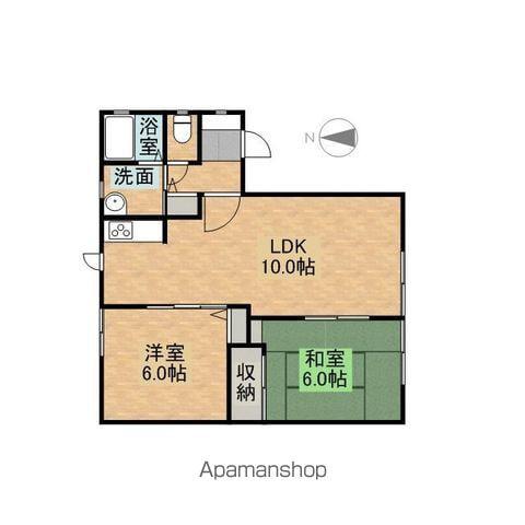 ノースビュー白川(2LDK/1階)の間取り写真