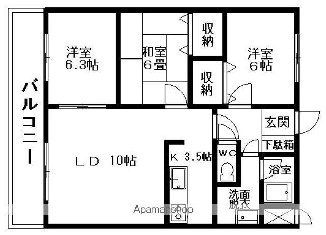 まるせん第2ハイム(3LDK/6階)の間取り写真