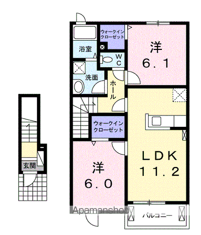 ブローテKSⅠ(2LDK/2階)の間取り写真