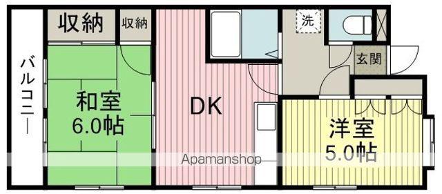 Sマンション西川越(2DK/3階)の間取り写真