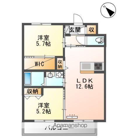 SUN PEARL HILLS(2LDK/5階)の間取り写真