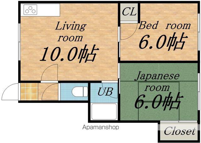 アップルハイツ(2LDK/2階)の間取り写真
