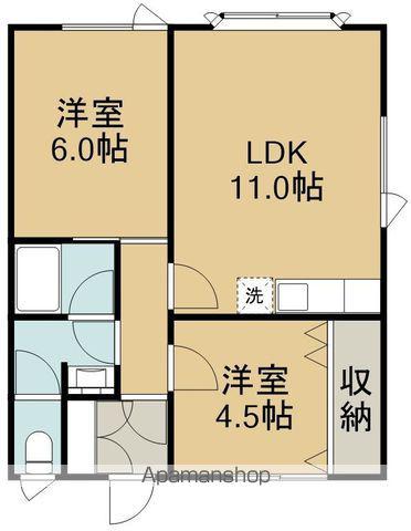 マンションゆうきⅡ(2LDK/2階)の間取り写真