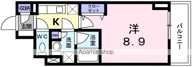 広尾ビューヒルズ(1K/7階)の間取り写真