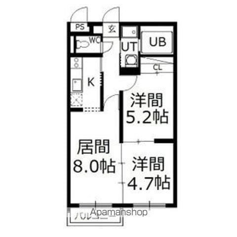 OMレジデンス北大通(2LDK/2階)の間取り写真