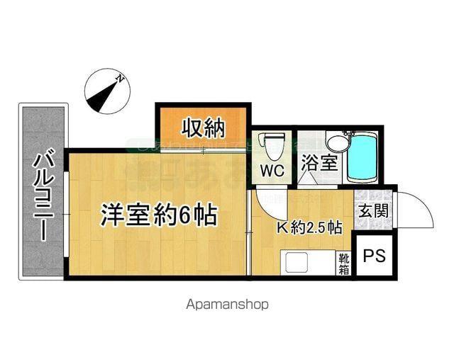 パシフィック紫(1K/1階)の間取り写真
